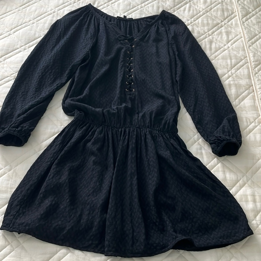 Olivaceous Casual DropWaist, lacing in front 3/4 Sleeve Dress.